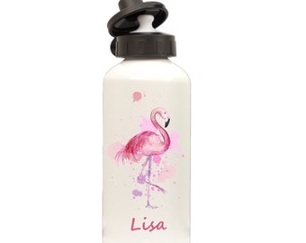 Flamingo Personalised Name Water Bottle CUSTOM PRINTED Drink gift with any Name