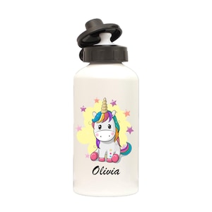 Unicorn Personalised Name Water Bottle CUSTOM PRINTED Drink gift with any Name
