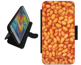 Baked Beans pattern Phone Case wallet For iPhone / Samsung novelty design fun food lover gift