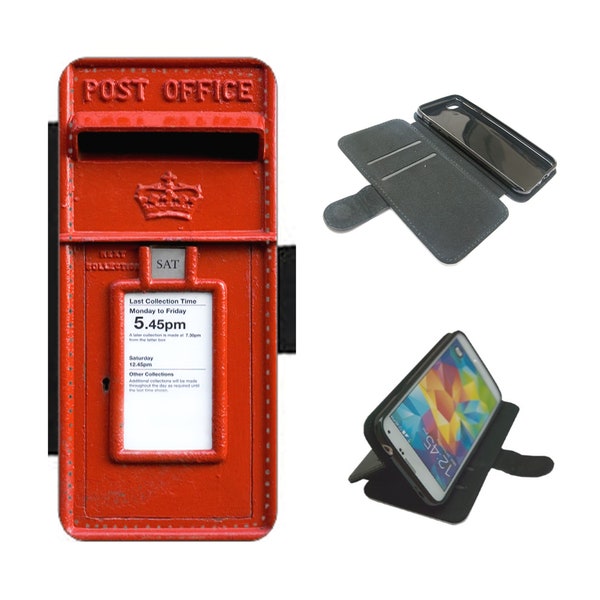 POST BOX Wallet Phone Case Cover For iPhone / Samsung Classic Red postbox design