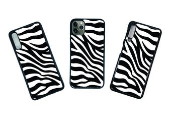 ZEBRA print PHONE CASE Cover For iPhone / For Samsung novelty gift black and white stripe pattern silicone A12 A13 A14 A15 A16 S24 S25