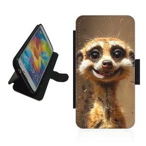 Meerkat Wallet Phone Case Cover para iPhone / Samsung novedad divertida imagen animal