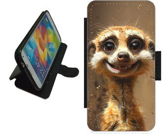 Erdmännchen-Geldbörsen-Handyhülle für iPhone/Samsung, lustiges Tierbild