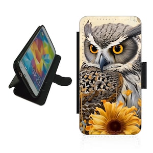 Capa de carteira de coruja para iPhone / Samsung Galaxy imagem de pássaro A13 A14 A15 S23 S24