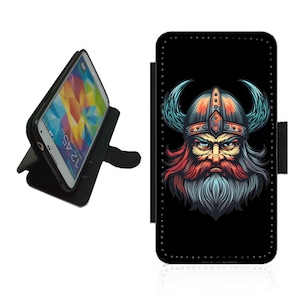 Viking Wallet Phone Case Cover für iPhone / Samsung Neuheit Helm nordischen Krieger