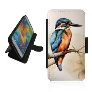 Capa de telefone Kingfisher Wallet para iPhone / Samsung Galaxy imagem de pássaro