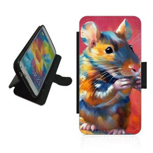 Capa de carteira para celular Rat para iPhone / Samsung novidade divertida animal roedor