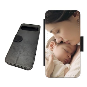 Funda personalizada para GOOGLE PIXEL 9, funda de teléfono con impresión personalizada para 9/9 Pro/ o 9 Pro XL, funda tipo cartera de goma con tapa y foto.