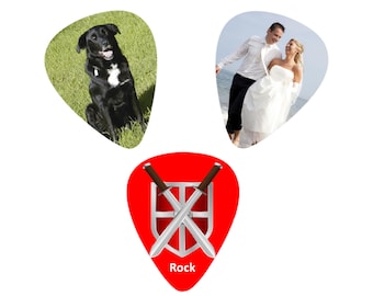 Guitar Plectrum PERSONALISED CUSTOM PRINTED Plastic Electric Bass Acoustic Pick with your pictures, logos, text or photos printouts