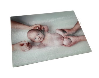 PERSONALISED Large Chopping board Worktop Saver CUSTOM PRINTED Chopping Block Glass Cutting Board with your photos / pictures / logo prints
