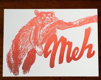 Red Panda Original Linocut Print | Animal Wall Art Block Print
