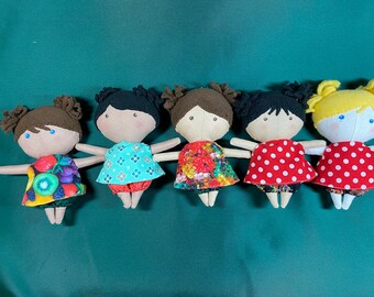 Handmade Child's Female Dolls made from Cotton fabric (Small)