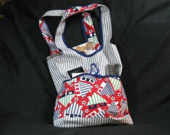 Fabric shopping market bag/tote bag with two pockets