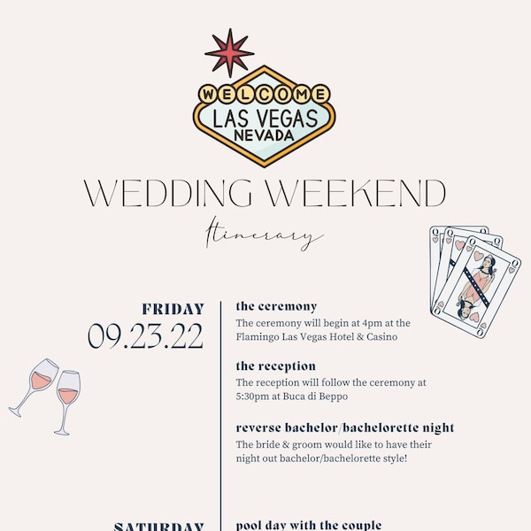 Las Vegas Wedding Weekend Itinerary