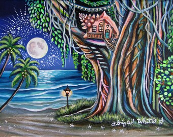 Banyan Tree Conch House, Key West, Florida, Florida Keys Art Print
