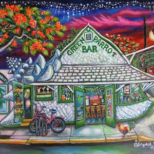 Bar Green Parrot Conch Shell - Key West, Florida