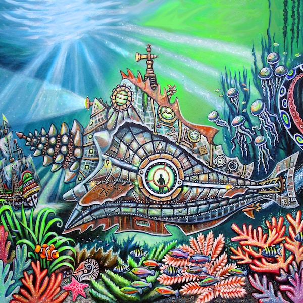 The Nautilus, Twenty Thousand Leagues Under the Sea art, Key West Art Print