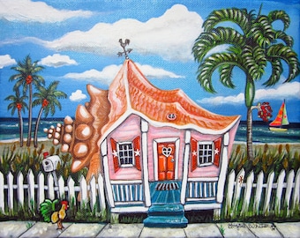 Conch Cottage, Key West, Florida beach art print