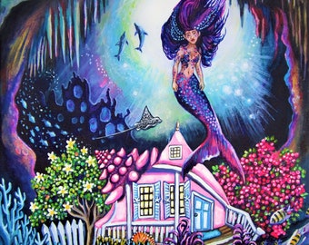 Mermaid's Grotto, Key West, Florida, Giclee on Canvas