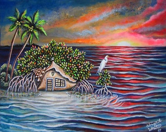 Peaceful Cove, Key West art print by Abigail White, Florida Keys