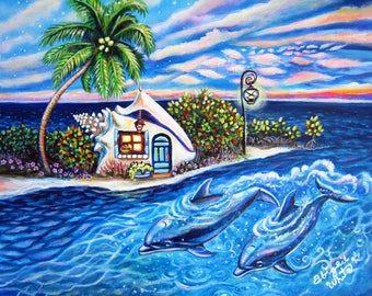 Dolphins of Glory Conch Shell House - Key West, Florida
