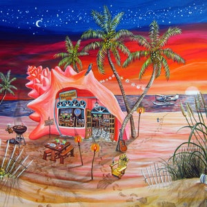 Concharitaville, Jimmy Buffet Inspired Artwork of Margaritaville by Abigail White - Key West, Florida