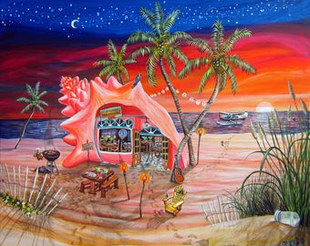 Concharitaville, Jimmy Buffet Inspired Artwork of Margaritaville by Abigail White - Key West, Florida
