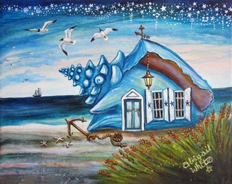 Sailors Conch Shell House - Art print from Key West, Florida by Abigail White
