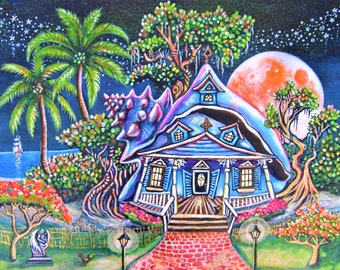 Harvest Moon Conch House, Key West-kunstprint van Abigail White