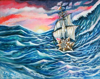 After the Storm, Conch shell Sailing Ship in Key West