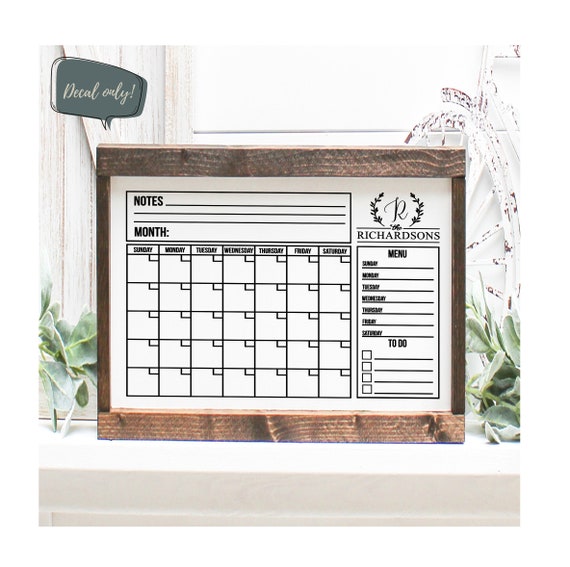 Personalized Monthly Family Calendar Custom Decal Sticker | Etsy