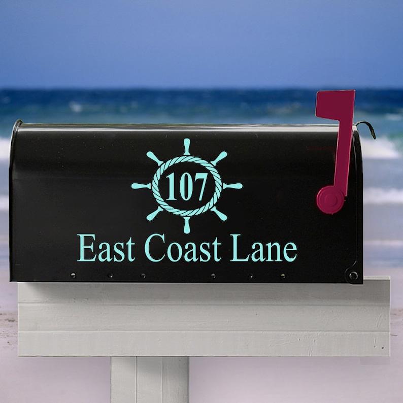 Custom Nautical Mailbox Decal Beach Themed Mailbox Address Etsy