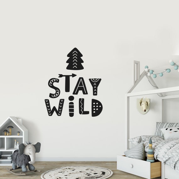 Nursery Wall Decals Wall Art Bedroom Removable Decor Boys Room Woodland Animal Kids Wall Decal Wild Child Adventure Decor