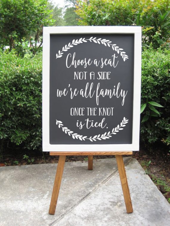 Turquoise Black Choose Seat Not Side All Family Knot Tied Wedding Sign 