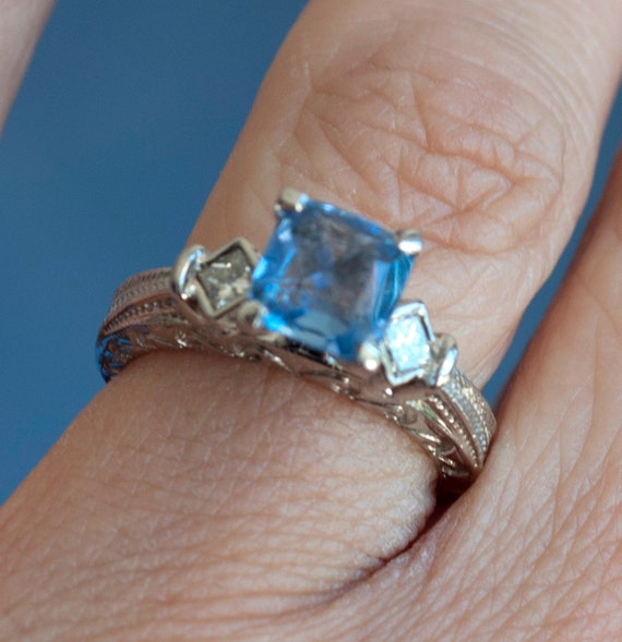 2.15ct Blue Sapphire & Diamond ring Val 4.200K 14… - image 6