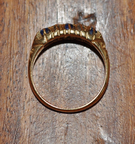 Sapphire & OE Diamond Ring 18ct Gold Size L US 6 UK 3.10gms