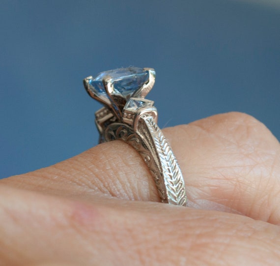 2.15ct Blue Sapphire & Diamond ring Val 4.200K 14… - image 7