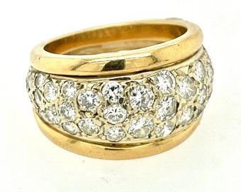 2.15TCW diamond ring 18ct gold Val 9,900K 10.50gms Pave set Size K1/2 US 5.75 half hoop band G VS-SI vintage