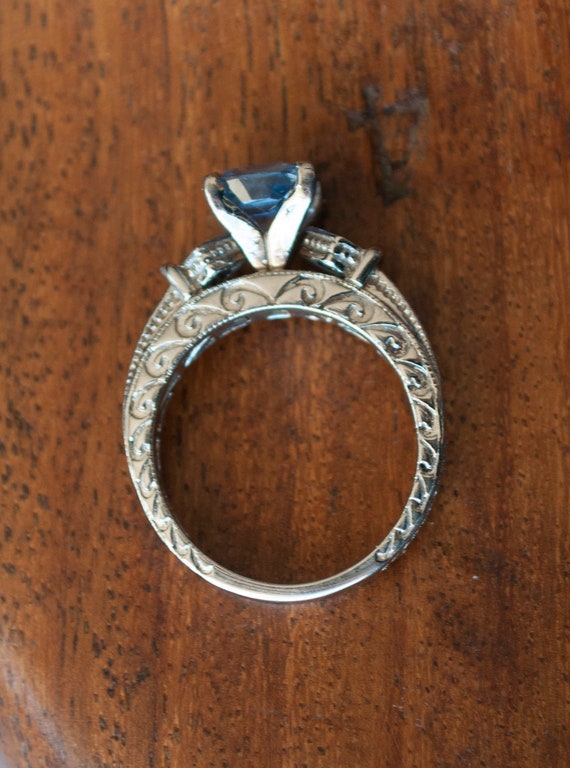 2.15ct Blue Sapphire & Diamond ring Val 4.200K 14… - image 9