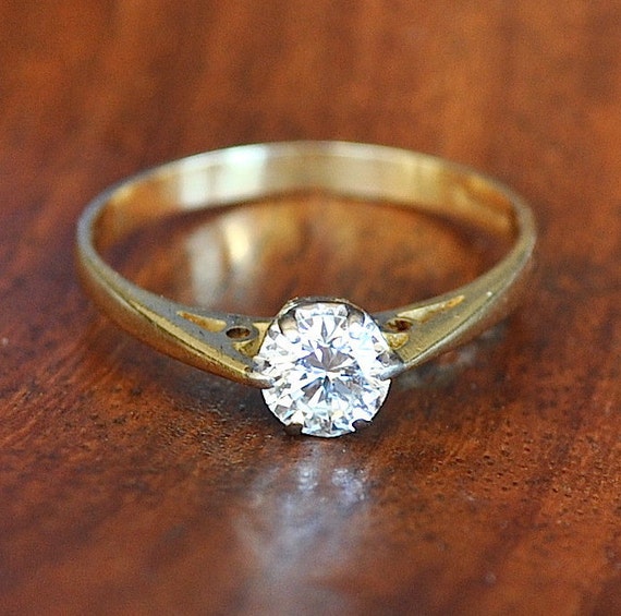 UK Hallmarked 9ct Yellow Gold 0.50ct Solitaire Engagement Ring size J