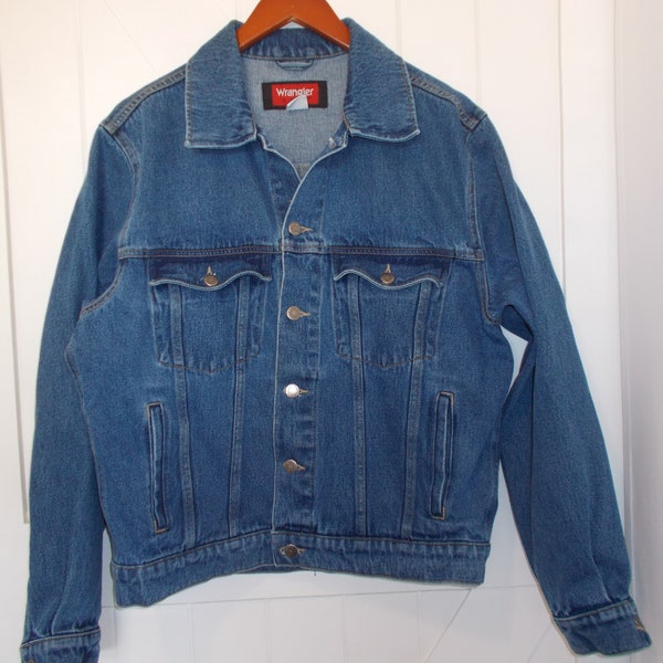 Vintage Wrangler Hero Denim Blue Jean Trucker Jacket Coat Size M Medium