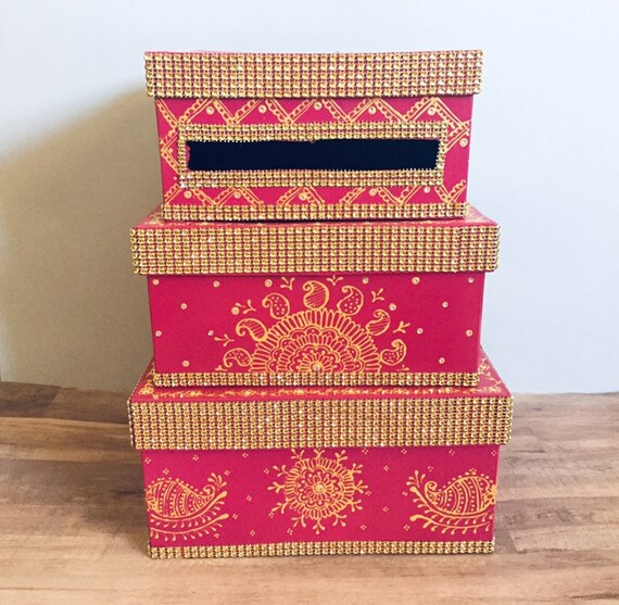 Beautiful Henna Decorated 3 Tier Box Card Box Wedding Baby Etsy