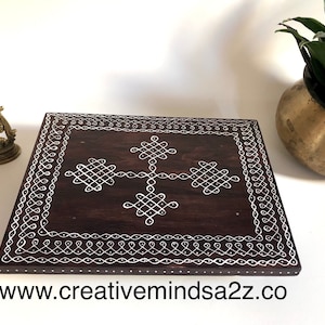 9.25in x7.5in stool kolam rangoli manai manaipalagaifestival diwali navratri decor pooja room decor Indian Ganesh Chathurthi Deepawali