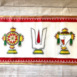 Shanks chakra namam pooja room screen decor festival Diwali varalakshmi navratri