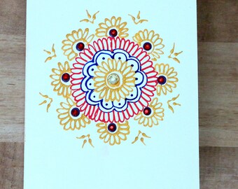 Handmade card Indian Wedding gift moroccan gift boho henna card mehndi card greenting card personalised card customised card unique card