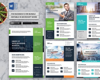 MS Word Business Flyer Template Bundle | Corporate Design (210x297 mm)