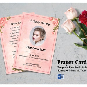 ROSE GOLD | Rose Gold Prayer Card Template | Funeral Card Template | Microsoft Word Template