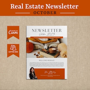 October 2023 Real Estate Newsletter | Real Estate Marketing Materials | Realtor Email Campaign | Editable Canva Template | Printable Design