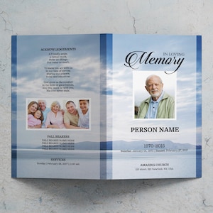 Blue Sky Funeral Program Template - Etsy