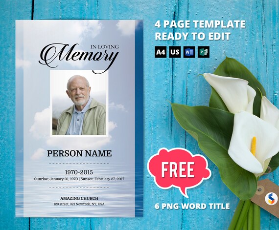 Ocean Funeral Program Template Obituary Program Memorial Etsy